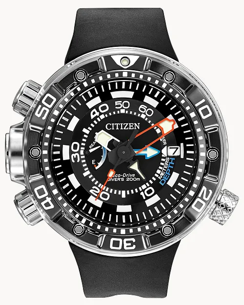 CITIZEN プロマスター エアダイバー200M DEPTH METER Promaster Aqualand 200M - Men's Eco-Drive Black Dive Watch